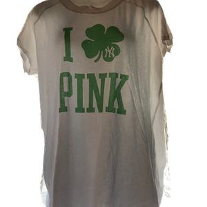Pink Victoria Secret Yankee baseball t-shirt Irish